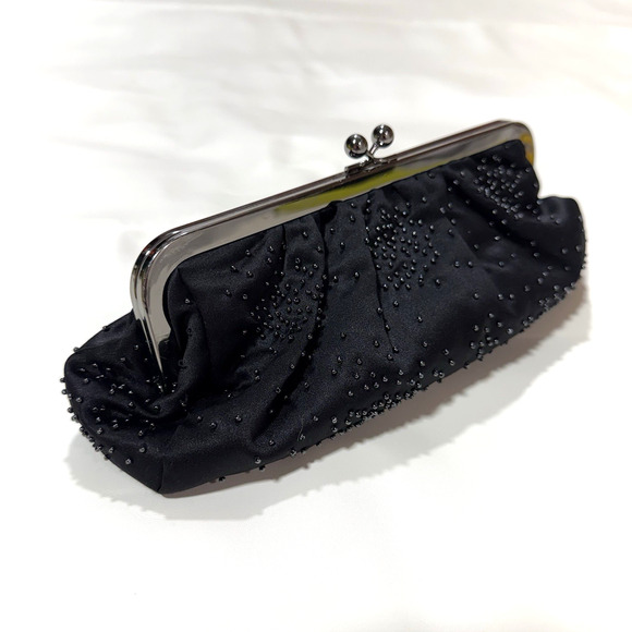 Express Black Bead Clutch Wedding Eventing Handbags Black Beaded Purse - Picture 2 of 16